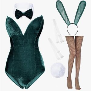 Amazon Green Velvet Bunny Costume Set